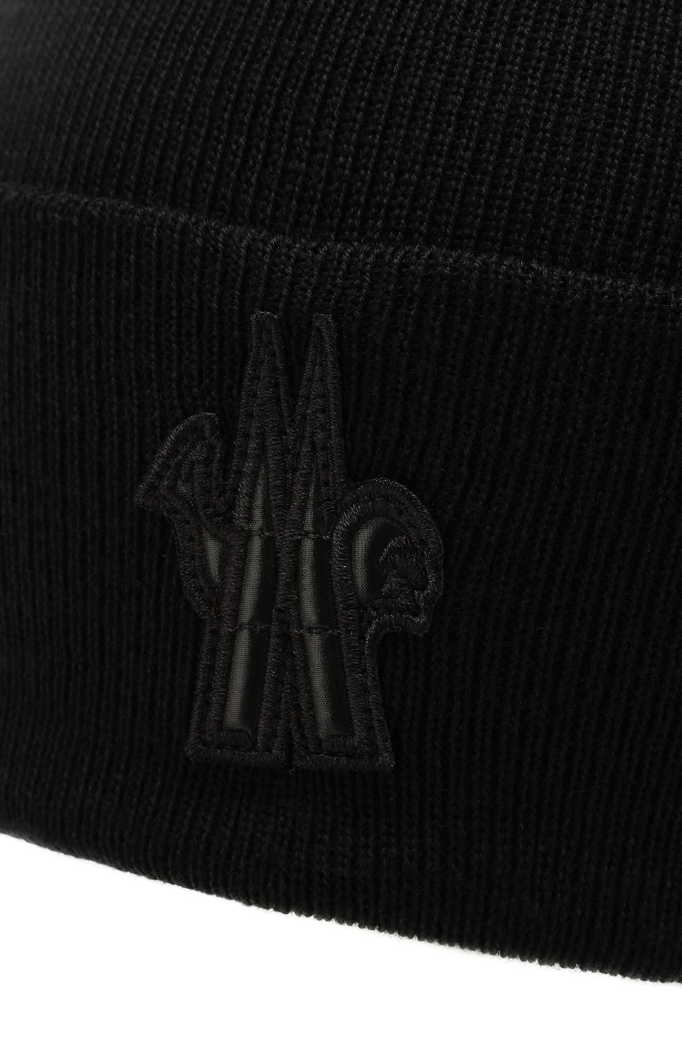 Мужская шерстяная шапка с нашивкой MONCLER черного цвета, арт. D2-097-00261-00-09974 | Фото 3 (Материал: Текстиль, Шерсть; Кросс-КТ: Трикотаж)