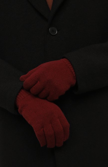 Мужские кашемировые перчатки MUST бордового цвета, арт. 7103 80 | Фото 2 (Материал сплава: Проставлено; Нос: Не проставлено; Материал: Шерсть, Текстиль, Кашемир)