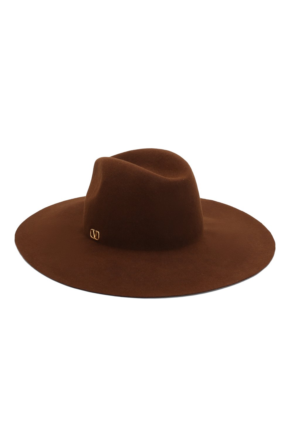 Женская фе тровая шляпа  VALENTINO коричневого цвета, арт. TW2HEA35/WDW | Фото 2 (Материал: Текстиль, Шерсть)