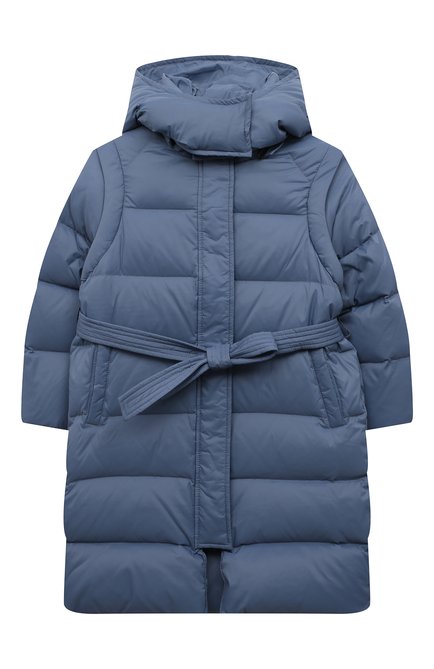 Детская пуховое пальто YVES SALOMON ENFANT синего цвета п о цене 47540 руб., арт. 23WEM002XXDOXW | Фото 1