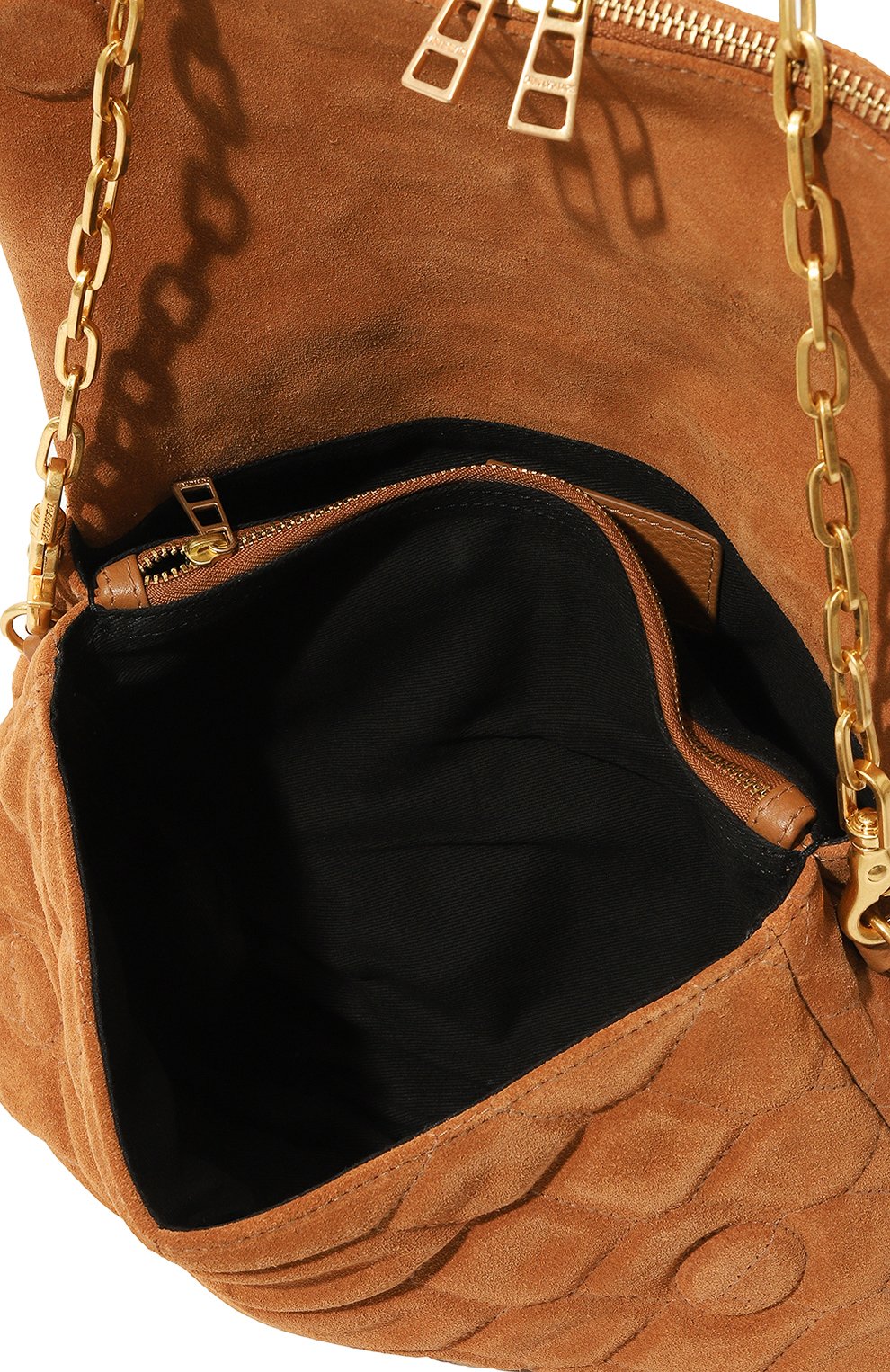 Женская сумка rock ZADIG&VOLTAIRE коричневого цвета, арт. LWBA02383 | Фото 5 (Сумки-технические: Сумки top-handle; Размер: medium; Материал: Натуральная кожа, Натуральная замша; Материал сплава: Проставлено; Ремень/цепочка: На ремешке; Драгоценные камни: Проставлено)