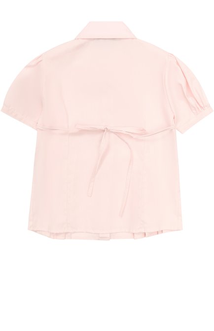 Детское хлопковая блуза с защипами и поясом CAF розового цвета, арт. 24-P0/9A-11A | Фото 2 (Рукава: Короткие; Материал внешний: Хлопок; Статус проверки: Проверена категория, Проверено)
