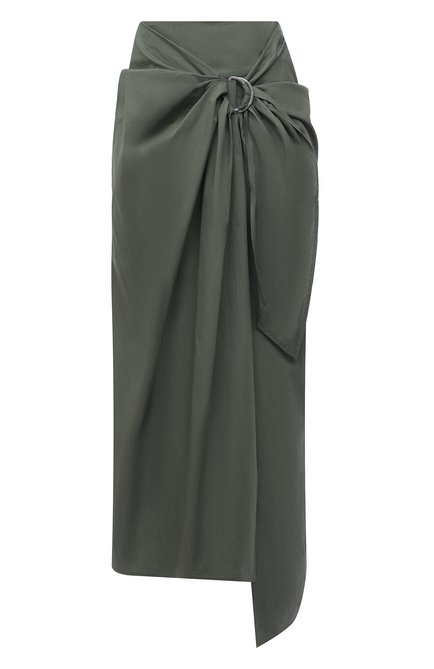 Женская хлопковая юбка BRUNELLO CUCINELLI зеленого цвета, арт. M0H93G3215 | Фото 1 (Материал внешний: Хлопок; Длина Ж (юбки, платья, шорты): Макси; Материал подклада: Хлопок; Стили: Кэжуэл; Женское Кросс-КТ: Юбка-одежда)
