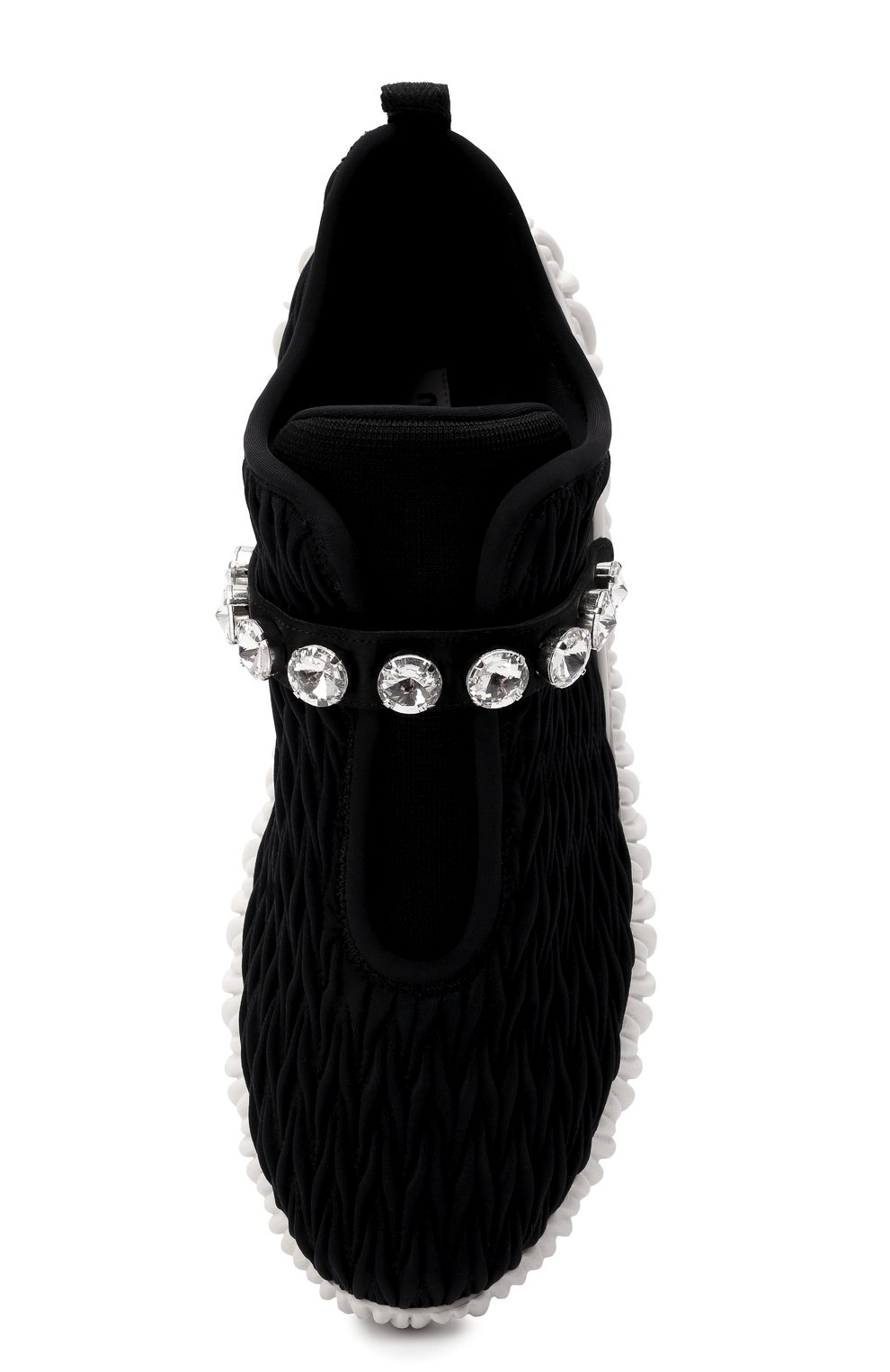 Женские текстильные кроссовки MIU MIU черного цвета, арт. 5S377D-3A0I-F0002-010 | Фото 5 (Материал внешний: Текстиль; Подошва: Платформа; Стили: Кэжуэл)