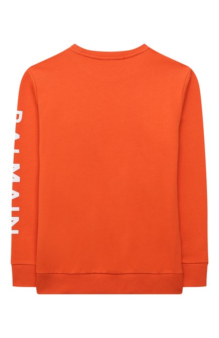 Детский хлопковый свитшот BALMAIN оранжевого цвета, арт. 6Q4740 | Фото 2 (Материал внешний: Хлопок; Рукава: Длинные; Мальчики Кросс-КТ: Толстовка-одежда, Свитшот-одежда)