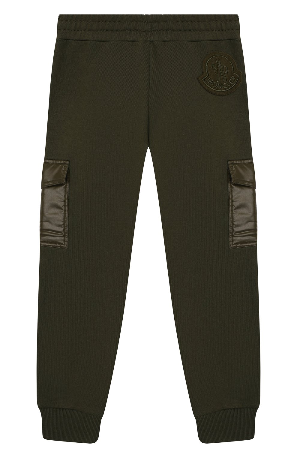 Детские хлопковые джоггеры MONCLER хаки цвета, арт. E2-954-87091-05-809B3/4-6A | Фото 2 (Региональные ограничения белый список (Axapta Mercury): RU; Материал внешний: Хлопок; Статус проверки: Проверено, Проверена категория; Мальчики Кросс-КТ: Джоггеры-одежда)