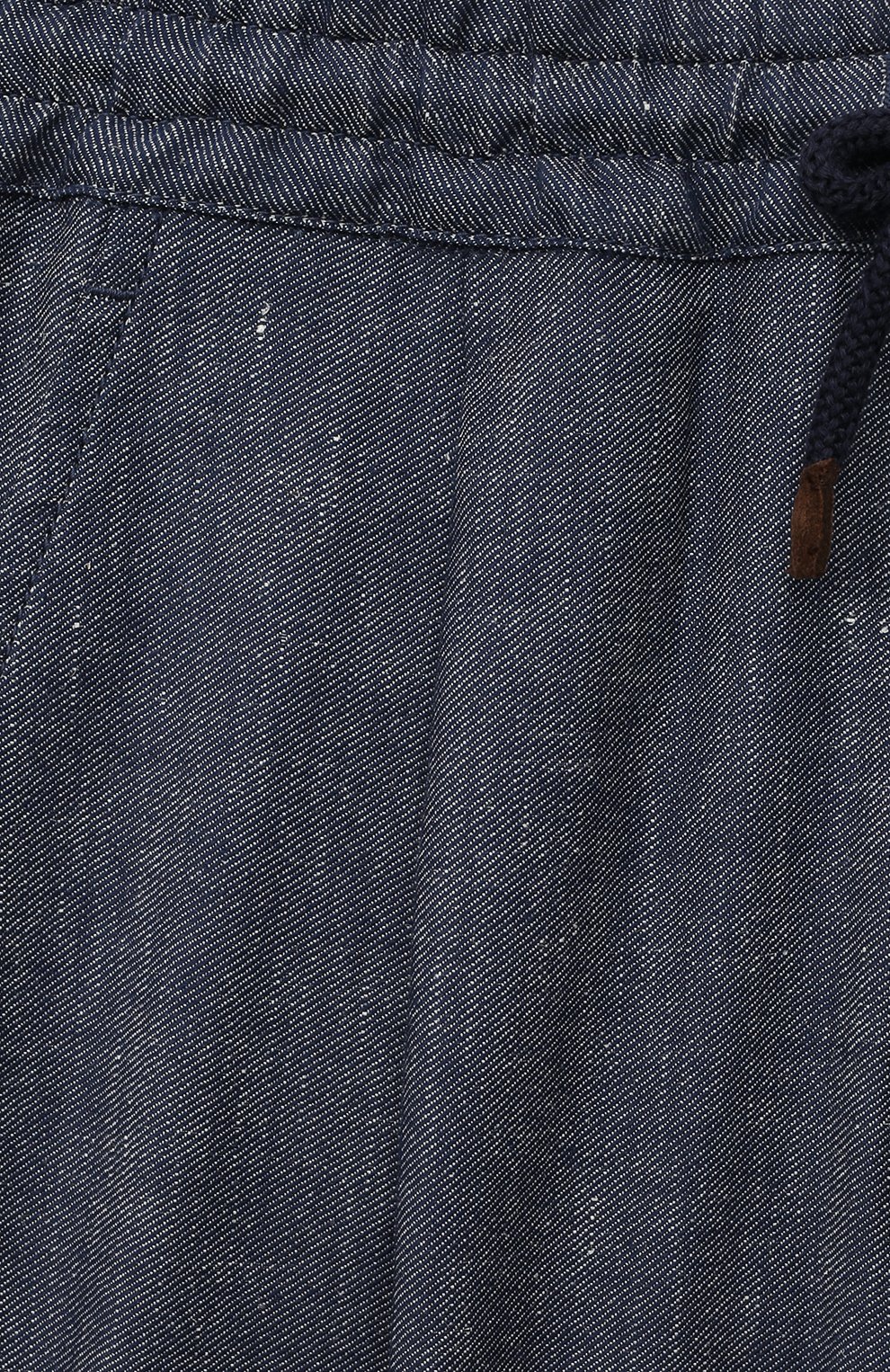 Детские брюки изо льна и хлопка BRUNELLO CUCINELLI темно-синего цвета, арт. BS457P503B | Фото 3 (Случай: Повседневный; Материал внешний: Хлопок, Лен)