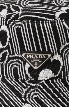Женская панама PRADA черно-белого цвета, арт. 1HC137-2DYX-F02JQ | Фото 4 (Материал: Текстиль, Синтетический материал; Материал сплава: Проставлено; Нос: Не про�ставлено)