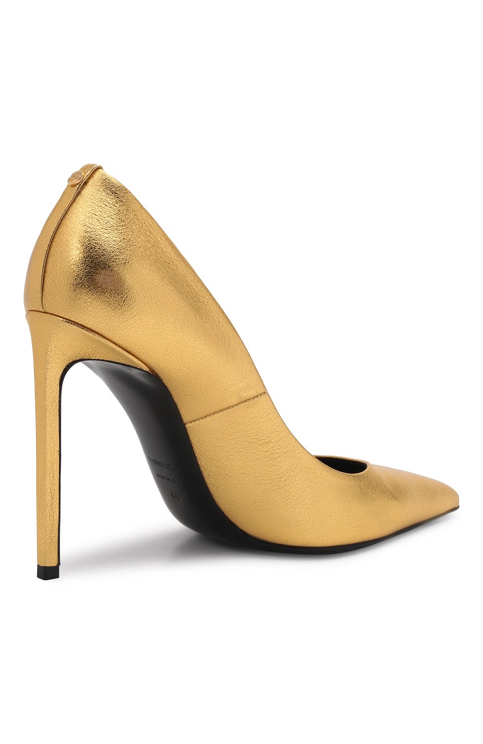 Женские кожаные туф�ли t screw TOM FORD золотого цвета, арт. W2325T-LSP014 | Фото 5 (Каблук высота: Высокий; Материал внутренний: Натуральная кожа; Каблук тип: Шпилька; Подошва: Плоская)