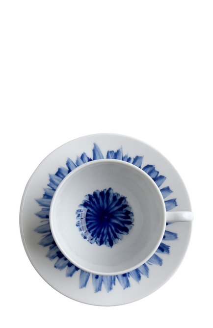 Чайная чашка с блюдцем in bloom BERNARDAUD синего цвета, арт. 1768/3095 | Фото 2 (Статус проверки: Проверена категория; Интерьер_коллекция: In Bloom; Ограничения доставки: fragile-2)