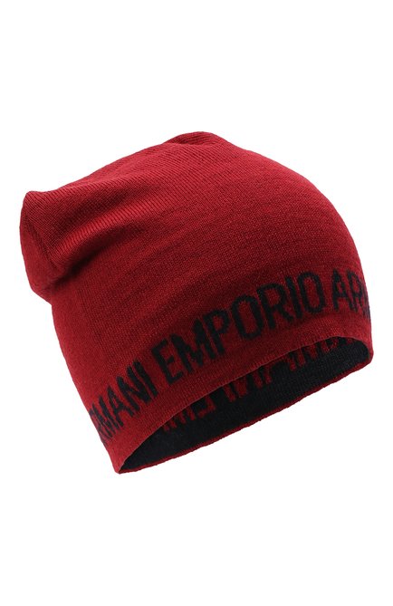 Детского шапка EMPORIO ARMANI красного цвета, арт. 404613/0A465 | Фото 1 (Материал: Текстиль, Шерсть, Синтетический материал; Региональные ограничения белый список (Axapta Mercury): RU)