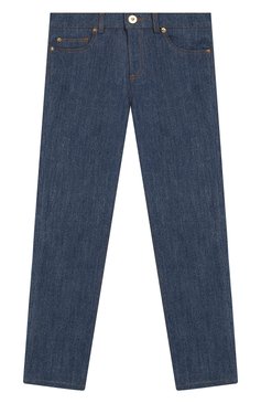 Детские джинсы VERSACE синего цвета, арт. YD000131/A230581/6A | Фото 1 (Материал внешний: Хлопок; Статус проверки: Проверена категория)