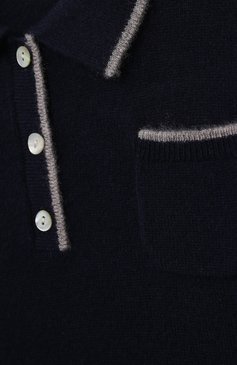 Детское кашемировое поло OSCAR ET VALENTINE синего цвета, арт. POLO01M | Фото 3 (Материал внешний: Шерсть, Кашемир; Рукава: Длинные)