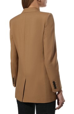 Женский шерстяной жакет SAINT LAURENT бежевого цвета, арт. 648671/Y7C28 | Фото 4 (Материал внешний: Шерсть; Рукава: Длинные; Стили: Гламурный; Случай: Повседневный; Длина (для топов): Удлиненные; 1-2-бортные: Однобортные; Женское Кросс-КТ: Жакет-одежда; Материал подклада: Шелк)