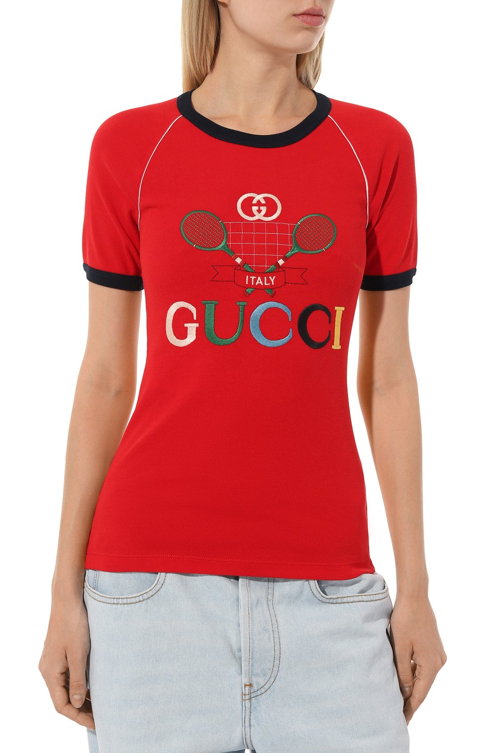 Хлопковая футболка Gucci  574386 XJA8Y Фото 3