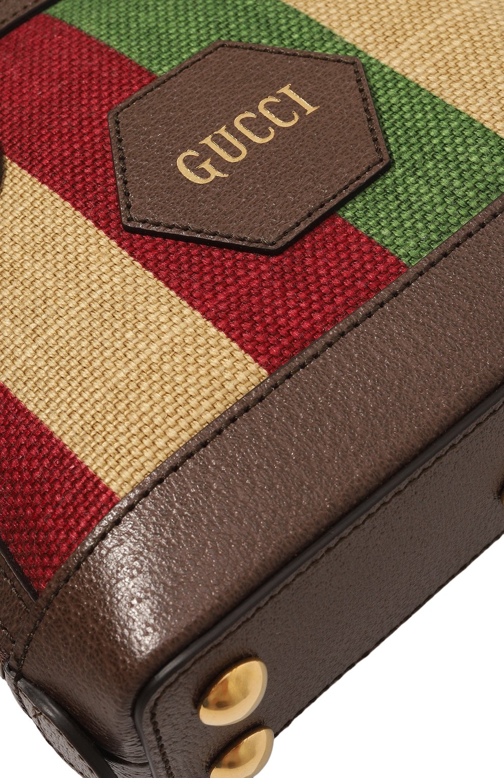 Женская сумка gucci 100 mini GUCCI разноцветного цвета, арт. 676532 ULB6T | Фото 3 (Сумки-технические: Сумки top-handle; Размер: mini; Ремень/цепочка: На ремешке; Материал: Текстиль)