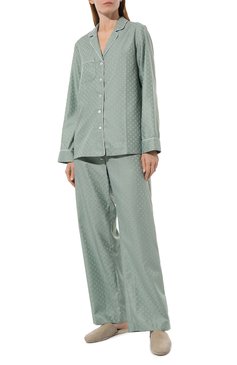 Женская хлопковая пижама DEREK ROSE зеленого цвета, арт. 2012-KATE007 | Фото 2 (Материал сплава: Проставлено; Нос: Не проставлено; Материал внешний: Хлопок)