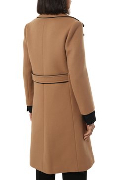 Женское шерстяное пальто GUCCI коричневого цвета, арт. 652015 ZAAL6 | Фото 4 (Материал внешний: Шерсть; Рукава: Длинные; Длина (верхняя одежда): До колена; 1-2-бортные: Однобортные; Стили: Кэжуэл)