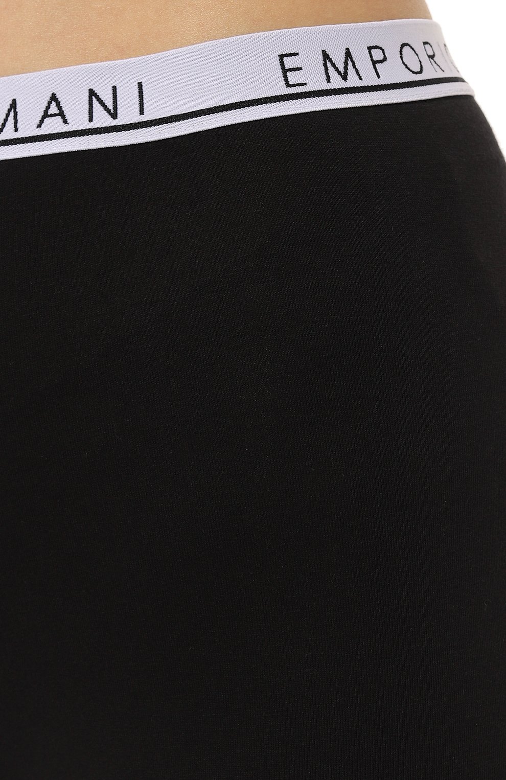 Женские легинсы EMPORIO ARMANI черного цвета, арт. 164568/3F227 | Фото 5 (Женское Кросс-КТ: Брюки-белье; Материал сплава: Проставлено; Нос: Не проставлено; Материал внешний: Хлопок)