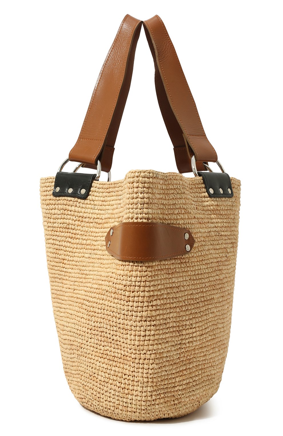 Женский сумка-шопер ISABEL MARANT бежевого цвета, арт. PP0396-22P021M/BAHIBA | Фото 4 (Сумки-технические: Сумки-шопперы; Материал: Растительное волокно; Размер: large)