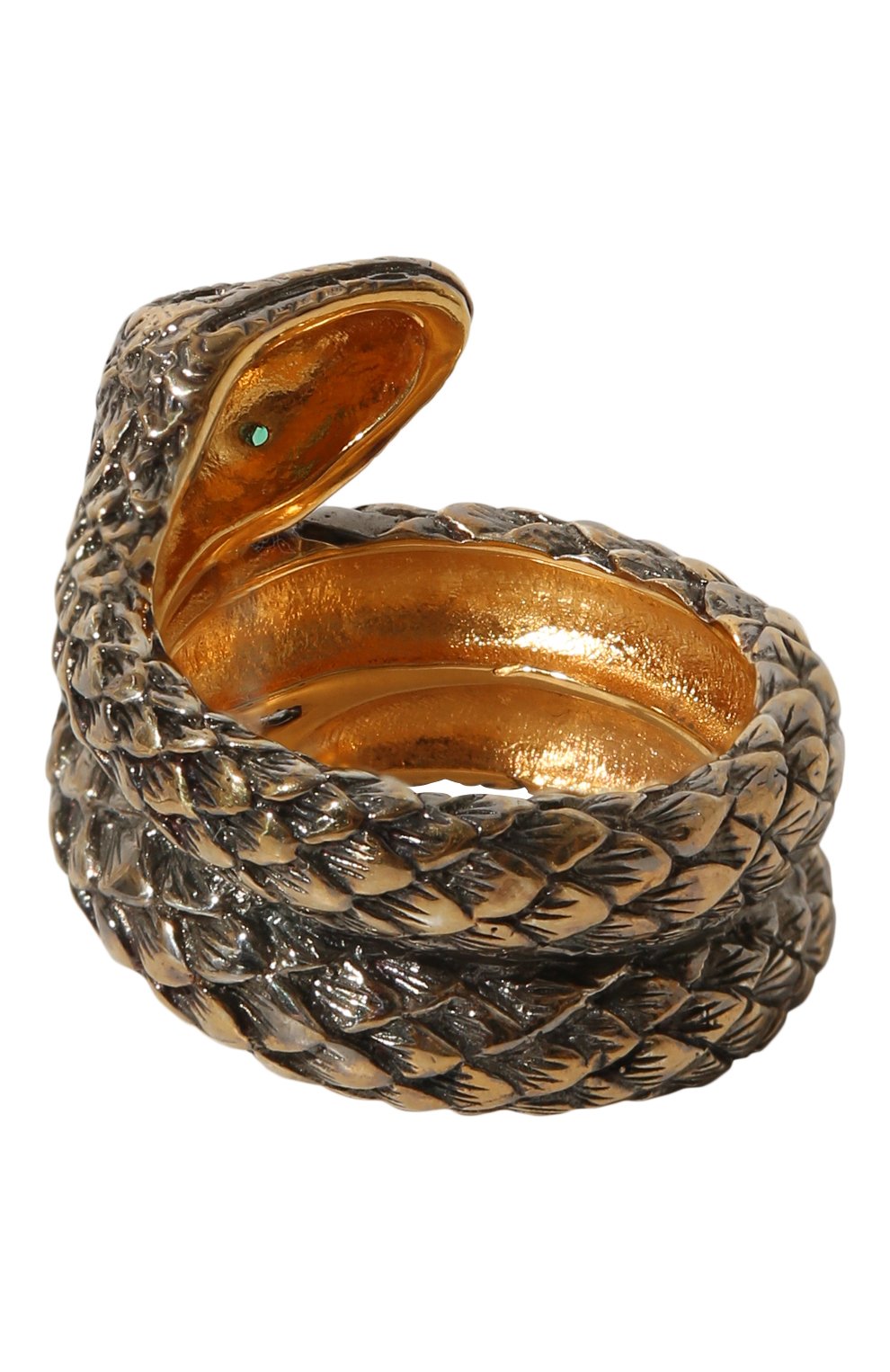 Женское кольцо two rounds snake QUEENSBEE золотого цвета, арт. 102007 | Фото 3 (Материал: Серебро)
