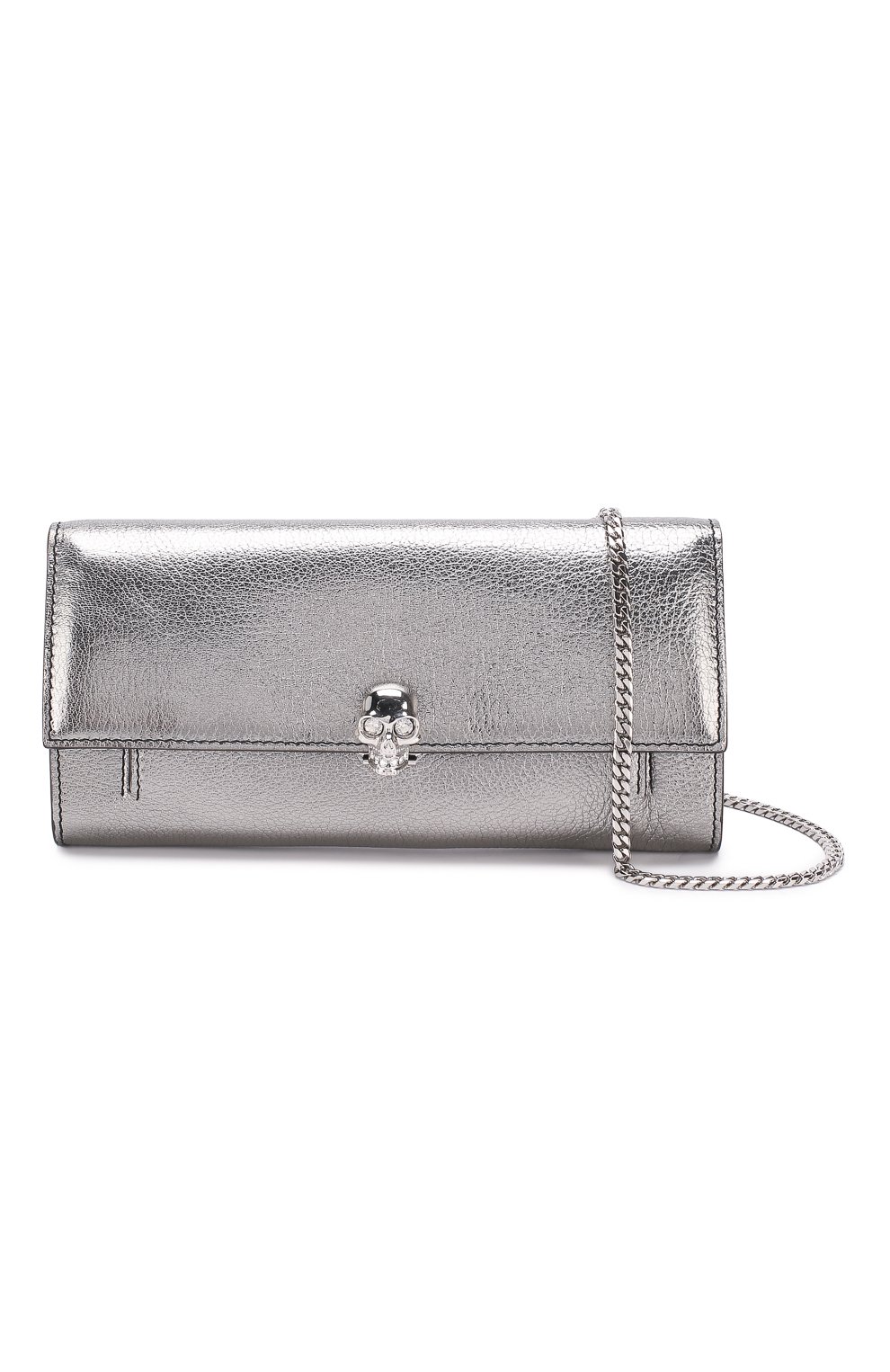 Женские кожаный кошелек на цепочке ALEXANDER MCQUEEN серебряного цвета, арт. 554196/CSS3I | Фото 5 (Ремень/цепочка: С цепочкой; Материал: Натуральная кожа; Статус проверки: Проверена категория)