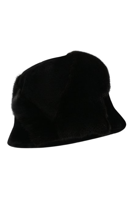 Женская шляпка шерил из меха норки FURLAND черного цвета, арт. 0102000100001300799 | Фото 1 (Материал: Натуральный мех)