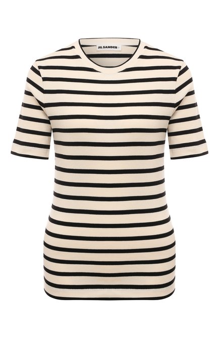 Женская хлопковая футболка JIL SANDER бежевого цвета по цене 40900 руб., арт. J40GC0111/J46497 | Фото 1