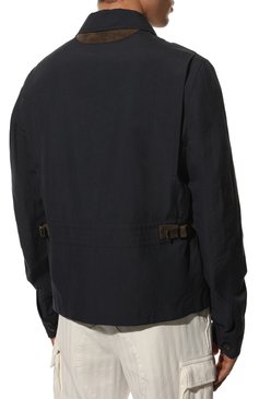 Мужская куртка изо льна и х лопка BRIONI темно-синего цвета, арт. SLPL0L/P7149 | Фото 4 (Кросс-КТ: Куртка, Ветровка; Рукава: Длинные; Материал сплава: Проставлено; Материал внешний: Хлопок, Лен; Мужское Кросс-КТ: Верхняя одежда; Ювелирные украшения: Назначено; Драгоценные камни: Проставлено; Длина (верхняя одежда): Короткие)