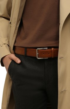 Мужской кожаный ремень KITON коричневого цвета, арт. USC17P/N00101 | Фото 2 (Случай: Повседневный; Материал: Натуральная кожа)