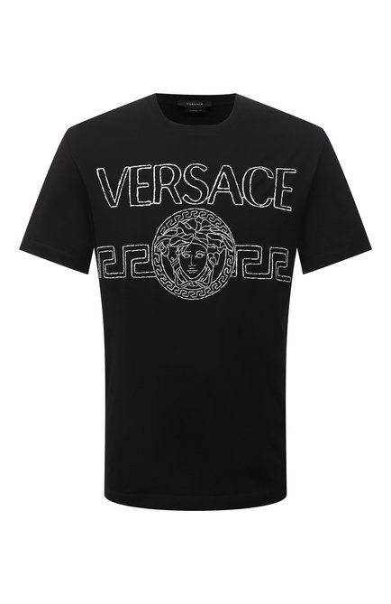 Мужская хлопковая футболка VERSACE черного цвета по цене 48250 руб., арт. 1001280/1A00915 | Фото 1