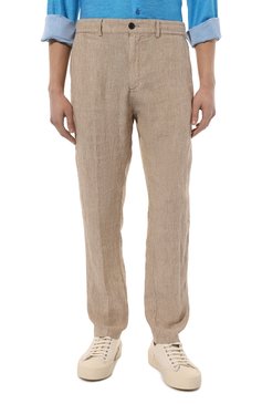 Мужские льняные брюки PAUL&SHARK бежевого цвета, арт. 23414041 | Фото 3 (Длина (брюки, джинсы): Стандартные; Случай: Повседневный; Материал внешний: Лен; Стили: Кэжуэл)