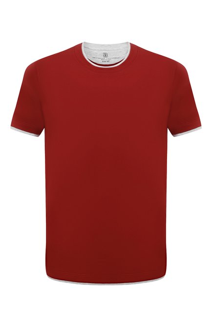 Мужская хлопковая футболка BRUNELLO CUCINELLI красного цвета по цене 38550 руб., арт. M0T617427 | Фото 1