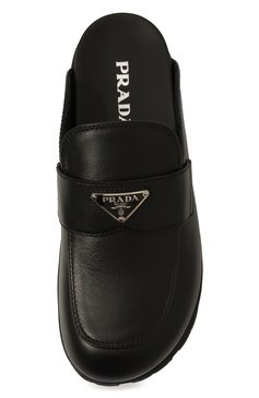 Женские кожаные сабо PRADA черного цвета, арт. 1S780M-8NQ-F0002-020 | Фото 6 (Подошва: Платформа; Каблук высота: Без каблука)