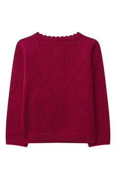 Детский шерстяной кардиган GUCCI фуксия цвета, арт. 642843/XKBXP | Фото 2 (Кросс-КТ НВ: Кардиганы; Ростовка одежда: 12 мес | 80 см, 0 - 3 мес | 50 - 60 см, 3 мес | 62 см, 9 мес | 74 см)