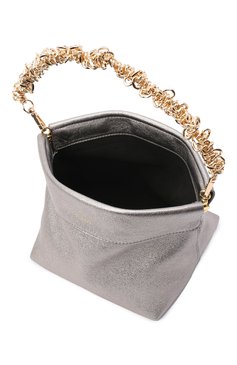 Женская сумка giant coin purse YUZEFI серебряного цвета, арт. YUZAW20-HB-CP-02 | Фото 4 (Сумки-технические: Сумки через плечо, Сумки top-handle; Размер: medium; Материал: Натуральная кожа; Ремень/цепочка: На ремешке)