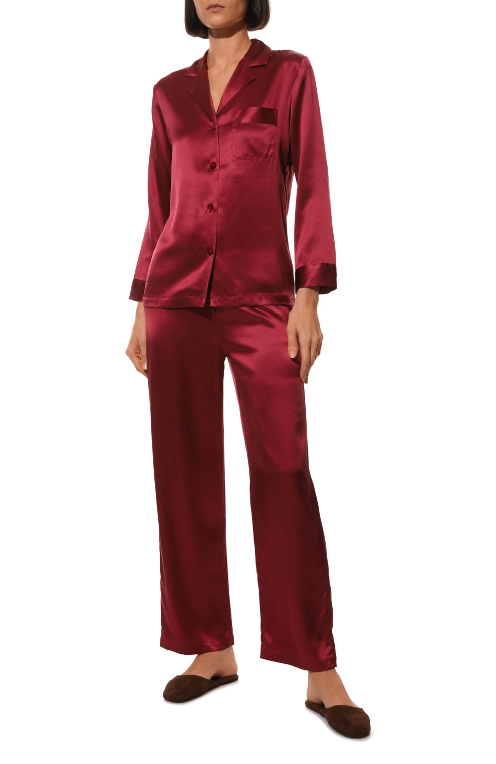 Женская шелковая пижама LUNA DI SETA красного цвета, арт. VLST08007 | Фото 2 (Материал внешний: Шелк)
