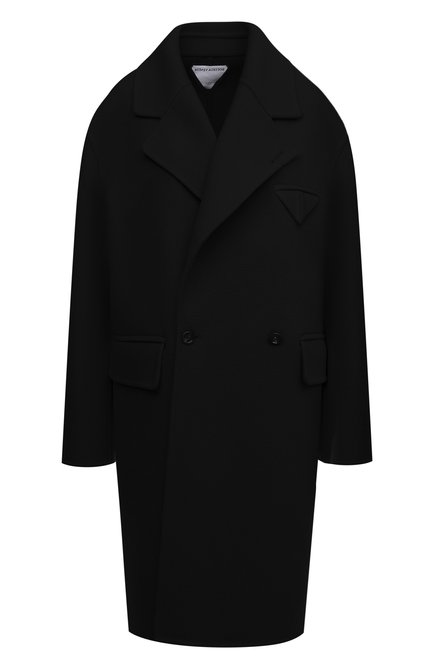 Женское кашемировое пальто BOTTEGA VENETA черного цвета, арт. 689344/VF3W0 | Фото 1 (Рукава: Длинные; Материал внешний: Кашемир, Шерсть; Длина (верхняя одежда): До колена; 1-2-бортные: Однобортные; Стили: Кэжуэл)