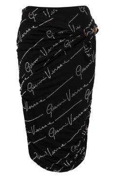 Женская юбка из вискозы VERSACE черного цвета, арт. A85690/A227759 | Фото 1 (Женское Кросс-КТ: Юбка-карандаш, Юбка-одежда; Материал сплава: Проставлено; Длина Ж (юбки, платья, шорты): До колена; Материал внешний: Вискоза; Драгоценные камни: Проставлено; Материал подклада: Вискоза; Статус проверки: Проверена категория)