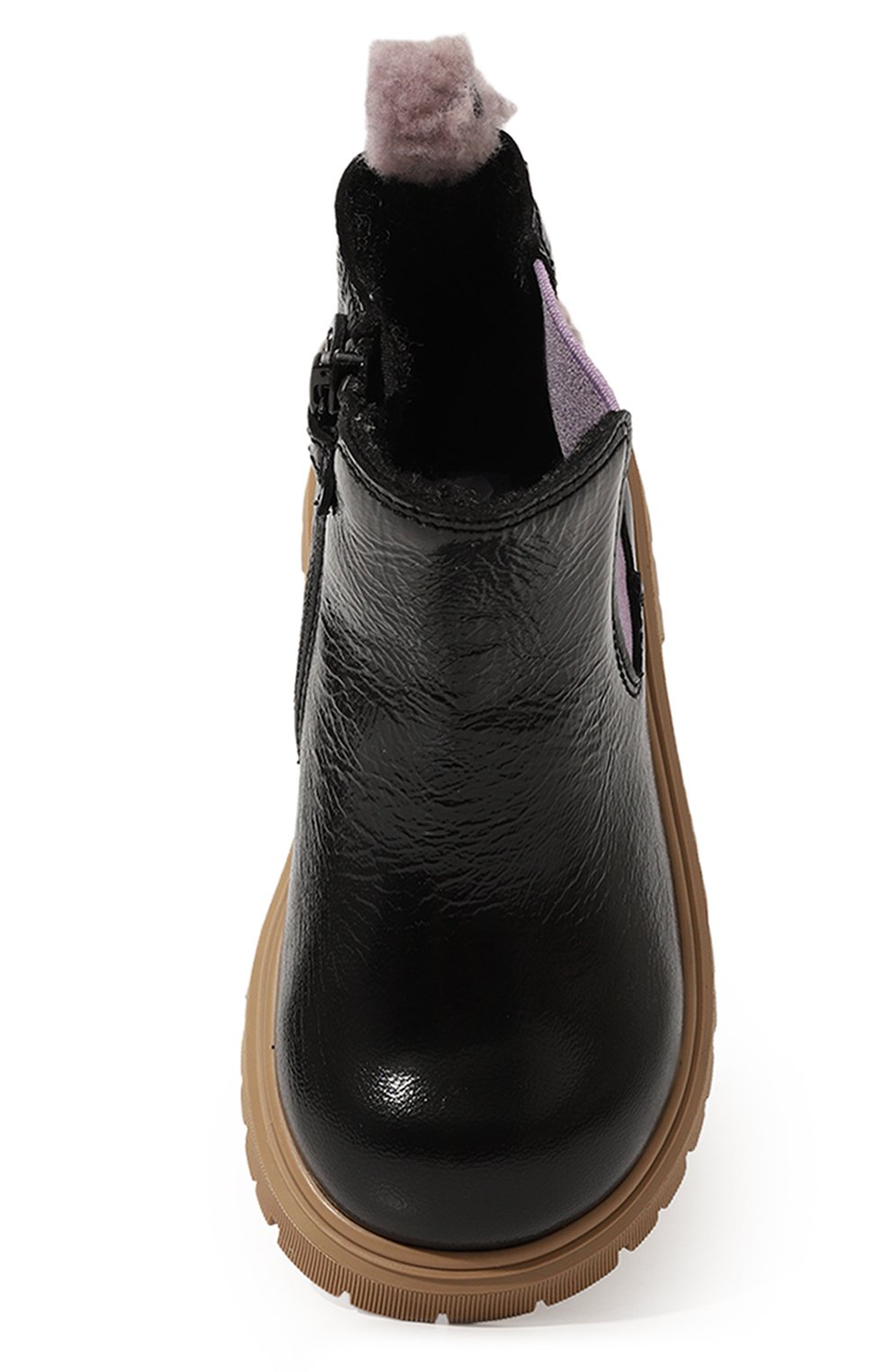 Детские кожаные ботинки RONDINELLA черного цвета, арт. 4756M/22-24 | Фото 4 (Материал утеплителя: Натуральный мех, Шерсть; Материал сплава: Проставлено; Нос: Не проставлено)
