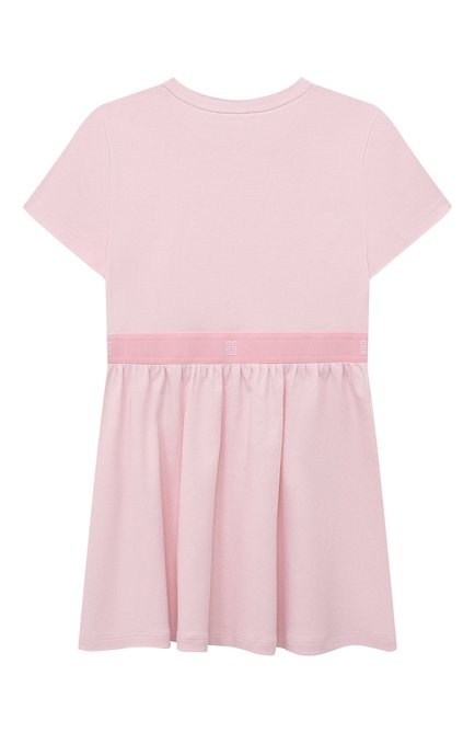 Детское хлопковое платье GIVENCHY светло-розового цвета, арт. H12331/6A-12A | Фото 2 (Материал сплава: Проставлено; Материал внешний: Хлопок; Рукава: Короткие; Драгоценные камни: Проставлено)