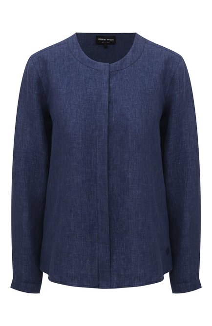 Женская льняная рубашка GIORGIO ARMANI синего цвета по цене 99500 руб., арт. 2SHCC02V/T037Y | Фото 1