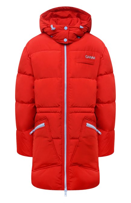Женская утепленная куртка GANNI красного цвета, арт. F6704 | Фото 1 (Материал внешний: Синтетический материал; Кросс-КТ: Куртка, Утепленный; Рукава: Длинные; Стили: Спорт-шик; Длина (верхняя одежда): До середины бедра; Материал подклада: Синтетический материал; Региональные ограничения белый список (Axapta Mercury): RU)