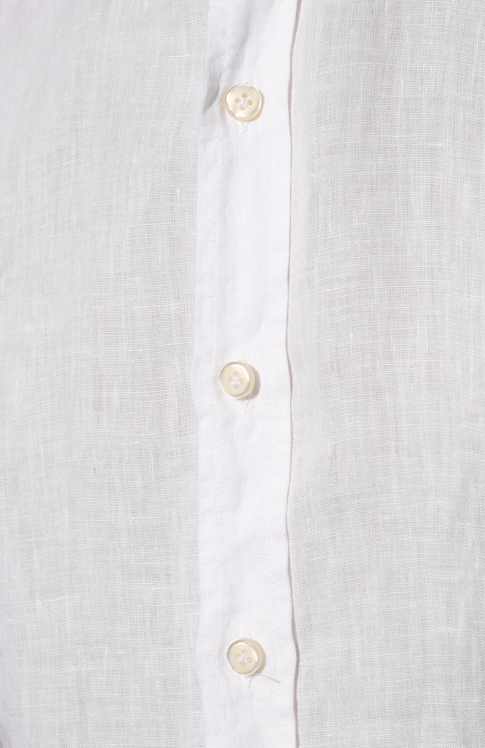 Мужская льняная рубашка SONRISA белого цвета, арт. I4/TC/TC162 | Фото 5 (Манжеты: На пуговицах; Рукава: Длинные; Воротник: Акула; Длина (для топов): Стандартные; Стили: Классический; Случай: Формальный; Материал внешний: Лен)