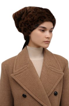 Женская шапка из меха норки FURLAND коричневого цвета, арт. 0062400110026300115 | Фото 2 (Материал: Натуральный мех)