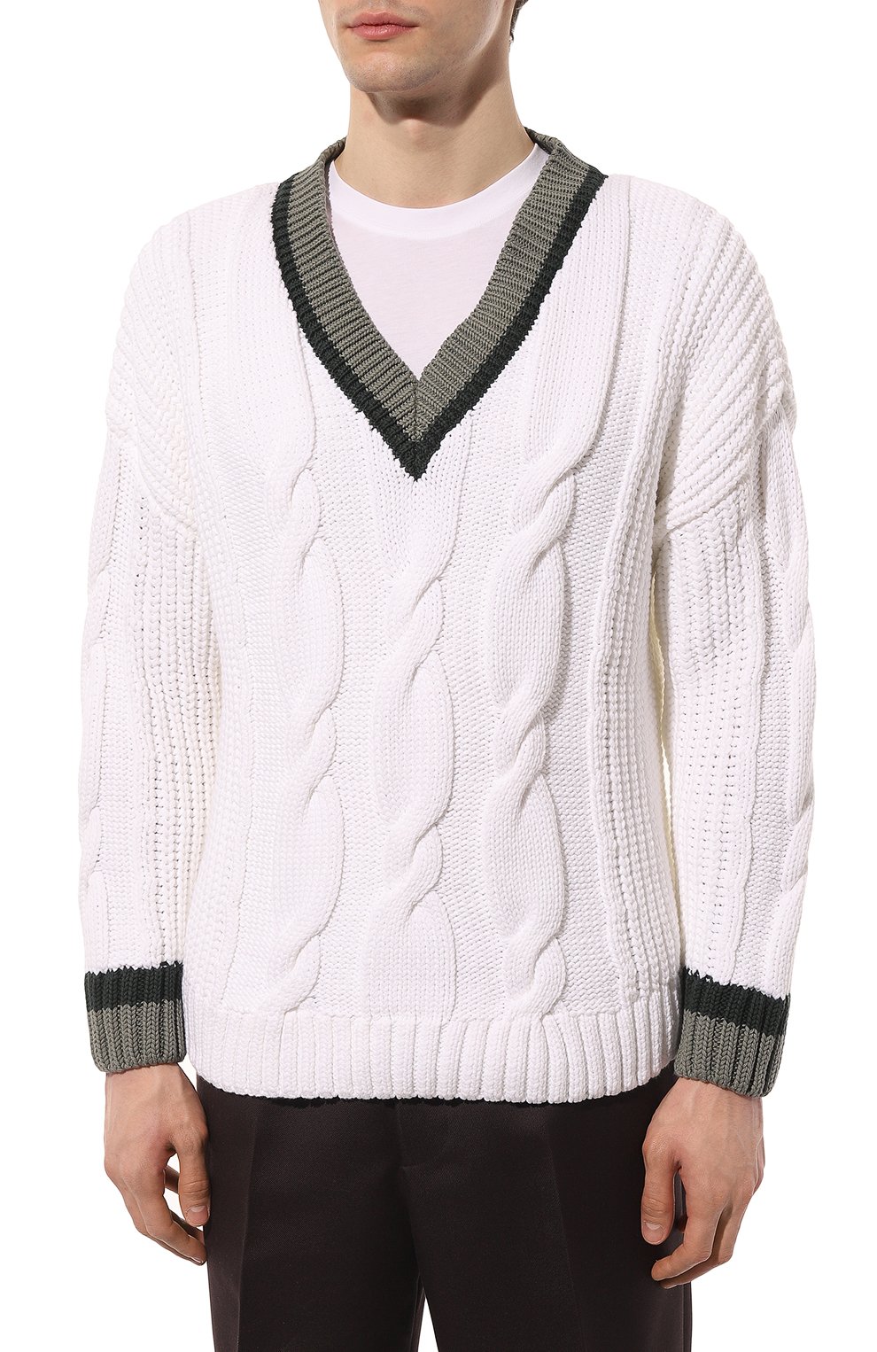 Хлопковый свитер BOSS 50486717, цвет белый, размер 48 - фото 3