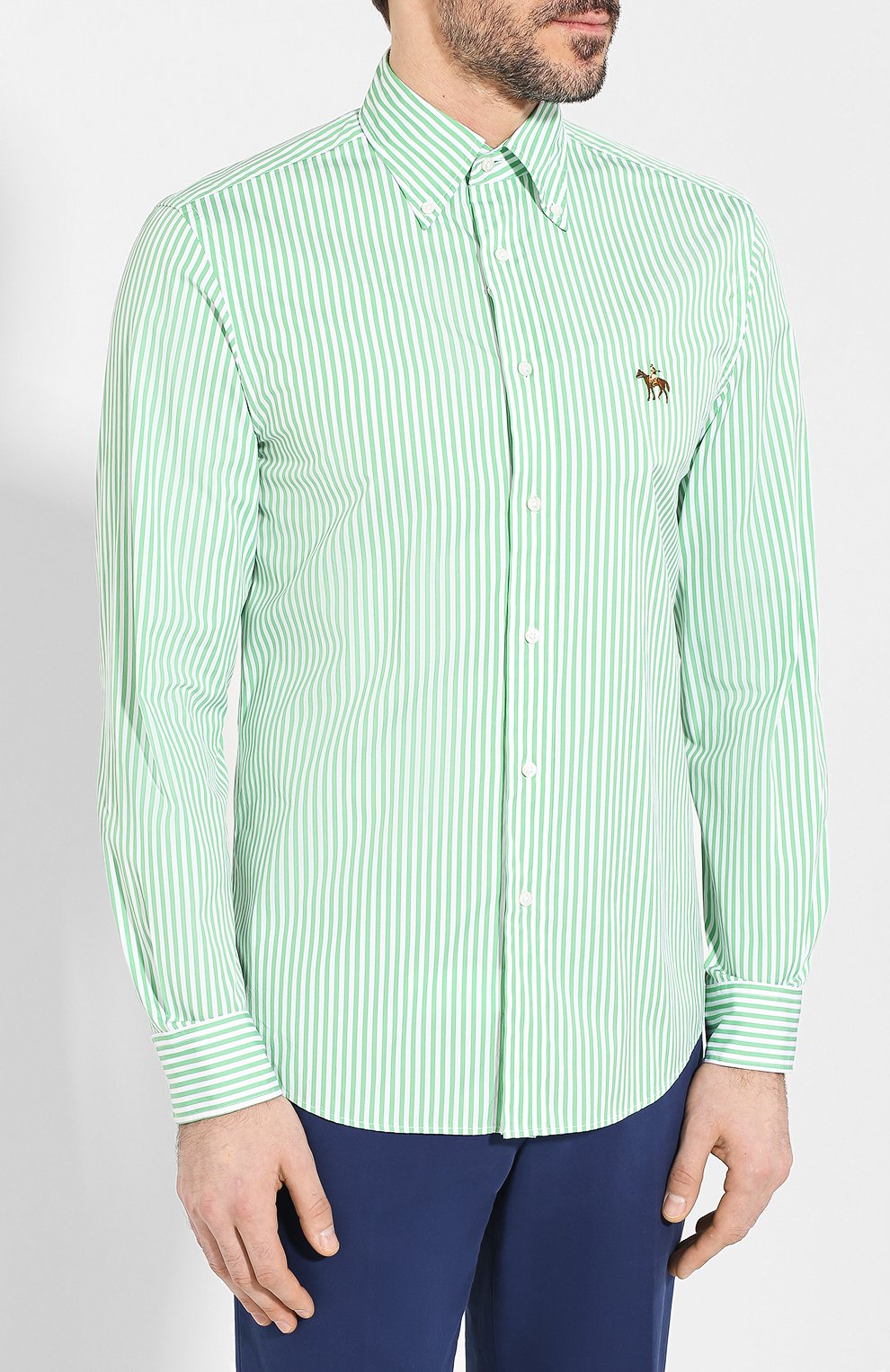 Хлопковая сорочка с воротником button down Ralph Lauren  790730896 Фото 3