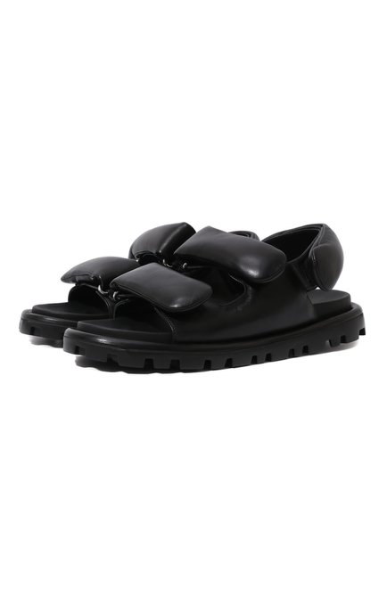 Женские кожаные сандалии MIU MIU черного цвета, арт. 5X694D-038-F0002-010 | Фото 1 (Материал внешний: Кожа)