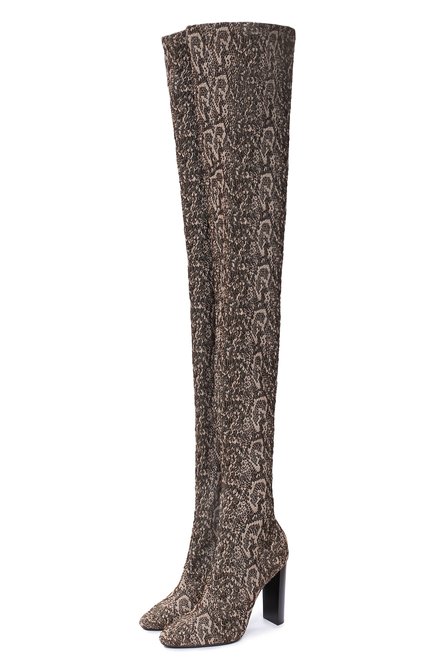 Женские текстильные ботфорты SAINT LAURENT коричневого цвета по цене 192500 руб., арт. 632489/10G00 | Фото 1