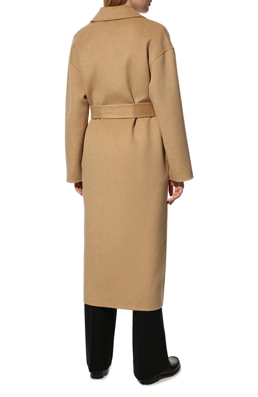 Женское шерстяное пальто RE VERA бежевого цвета, арт. 23W-23-704 | Фото 4 (Материал внешний: Шерсть; Рукава: Длинные; Длина (верхняя одежда): Длинные; 1-2-бортные: Двубортные; Стили: Кэжуэл)